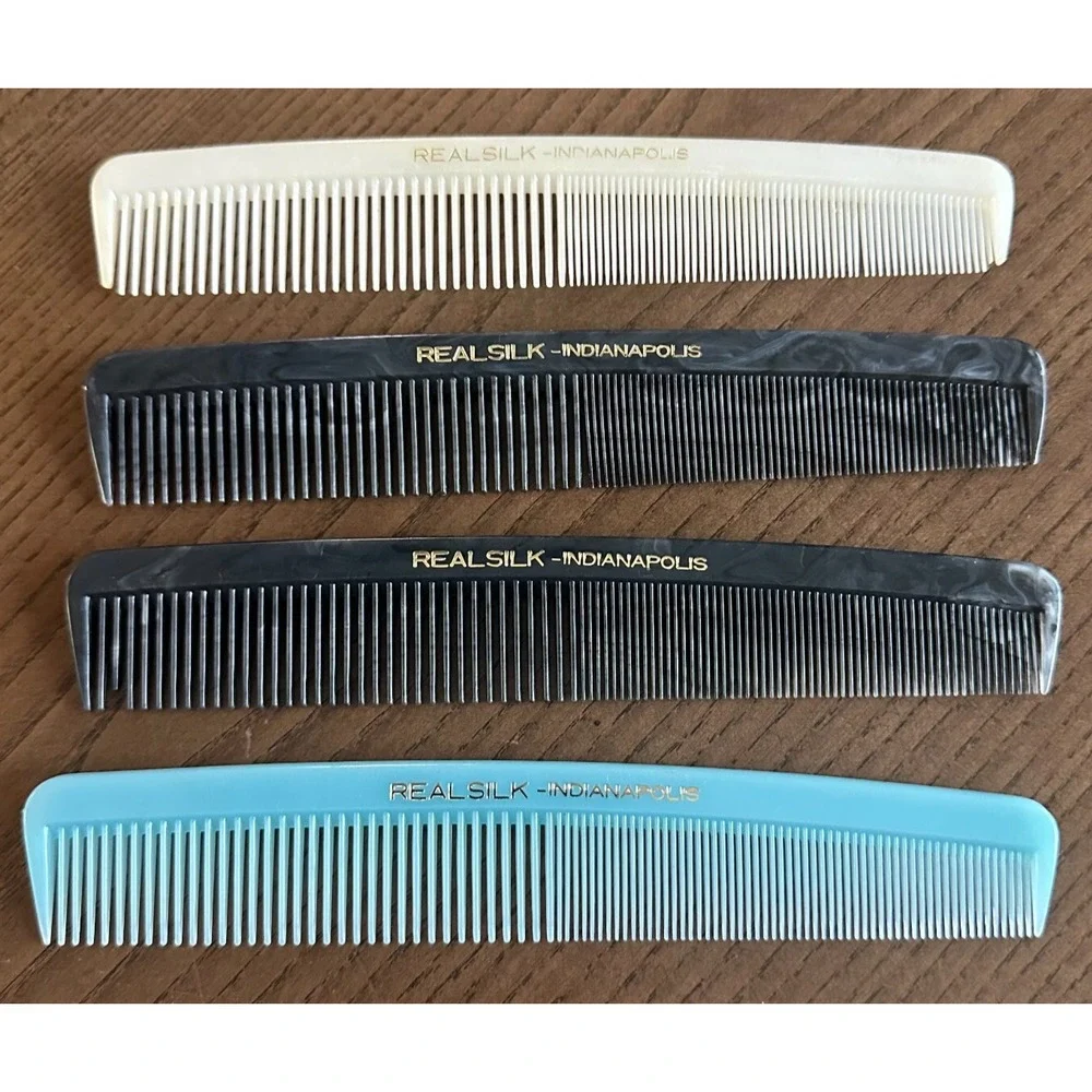 Vintage Real Silk Indianapolis Lot of 4 Combs Black‎ Marble Cream Blue